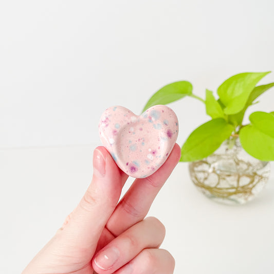 Speckled Pink Love Heart Worry Stone