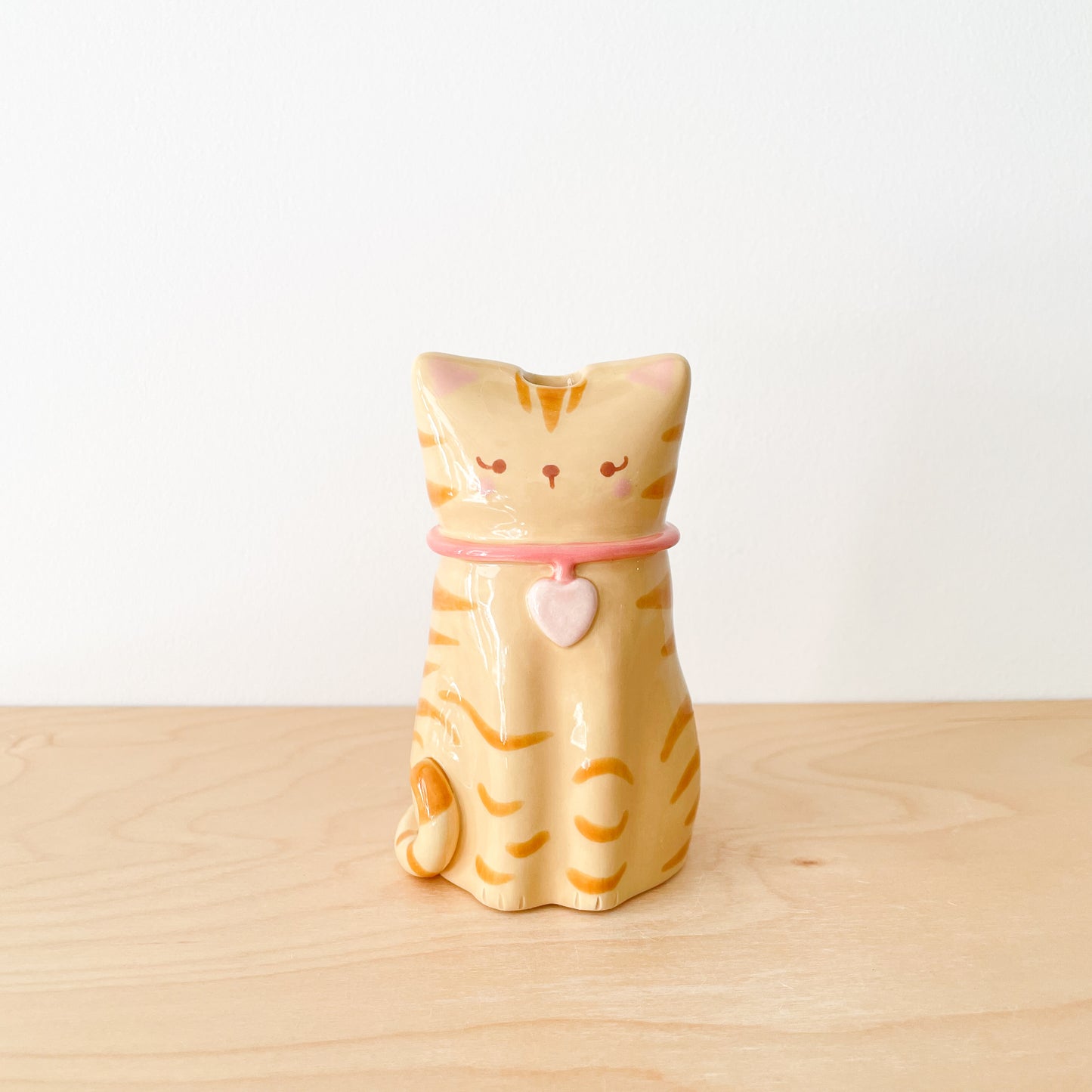 Caramel Tabby Cat Vase