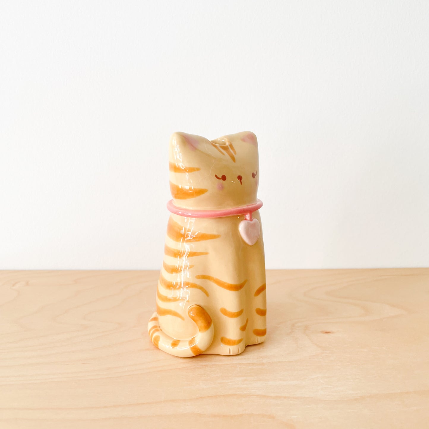 Caramel Tabby Cat Vase