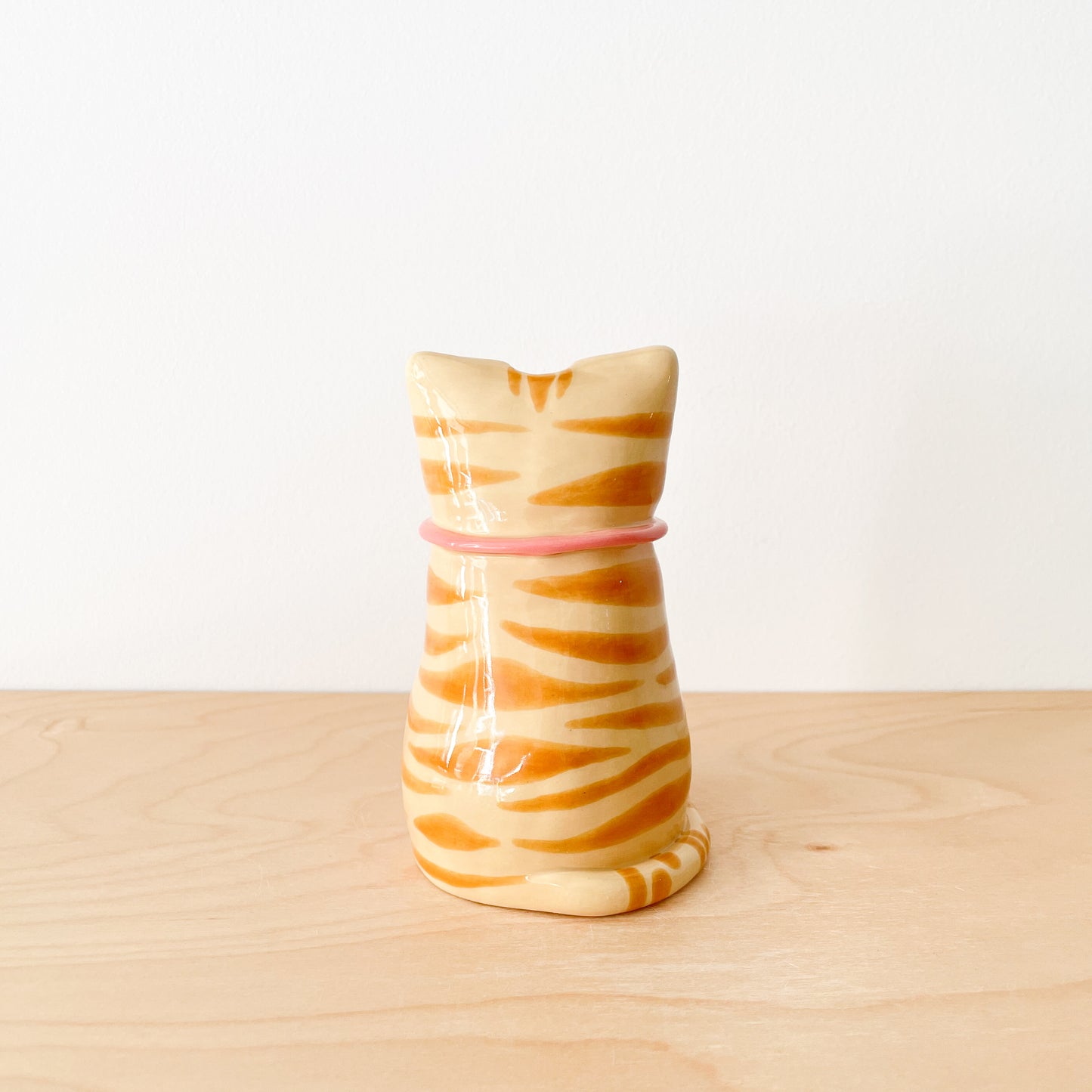 Caramel Tabby Cat Vase