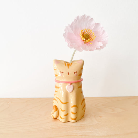 Caramel Tabby Cat Vase