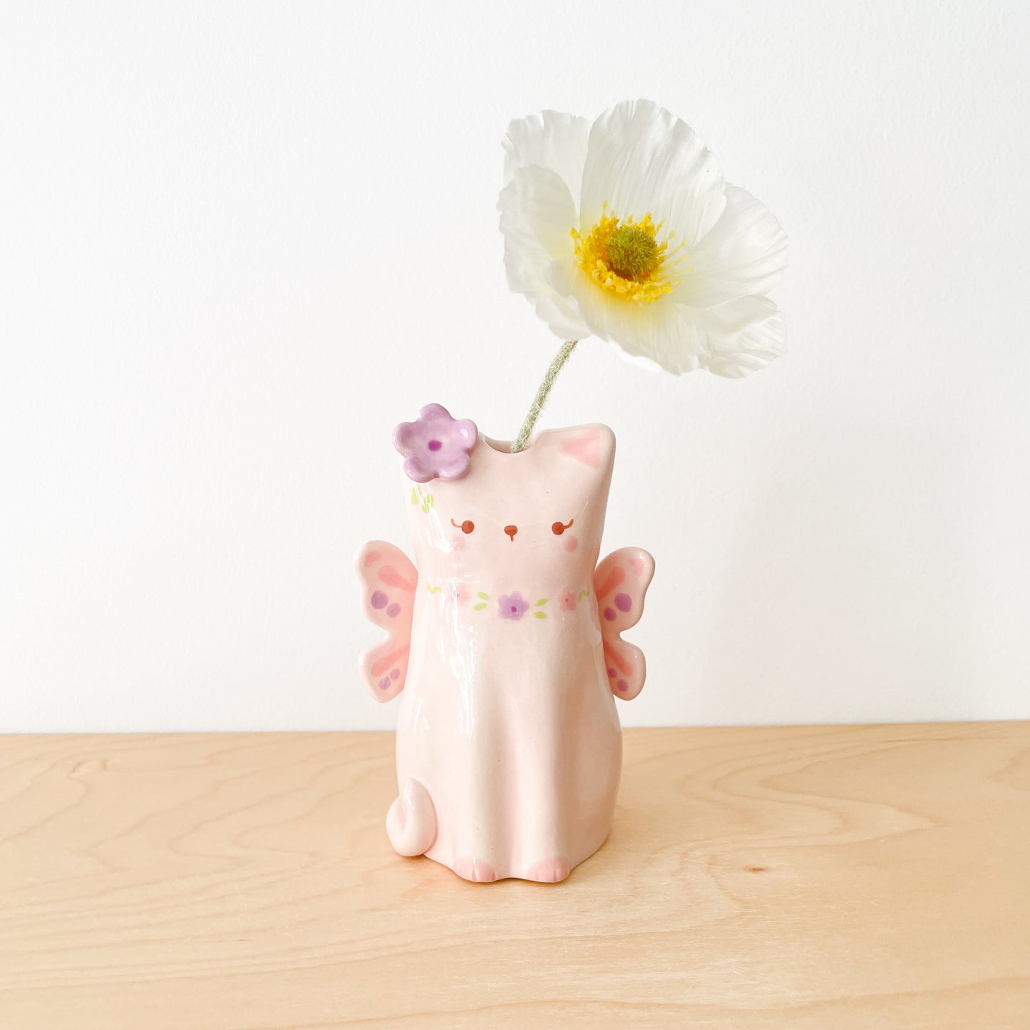 Pink Fairy Cat Vase (seconds sale)