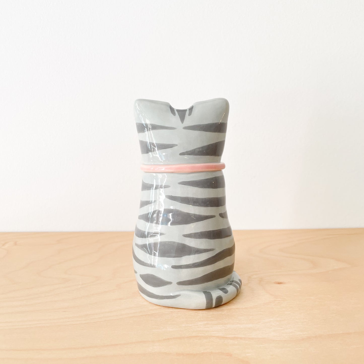 Grey Tabby Cat Vase