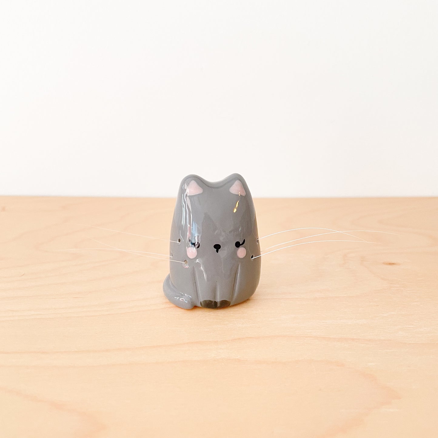 Dark Grey Whisker Cat Mini Vase