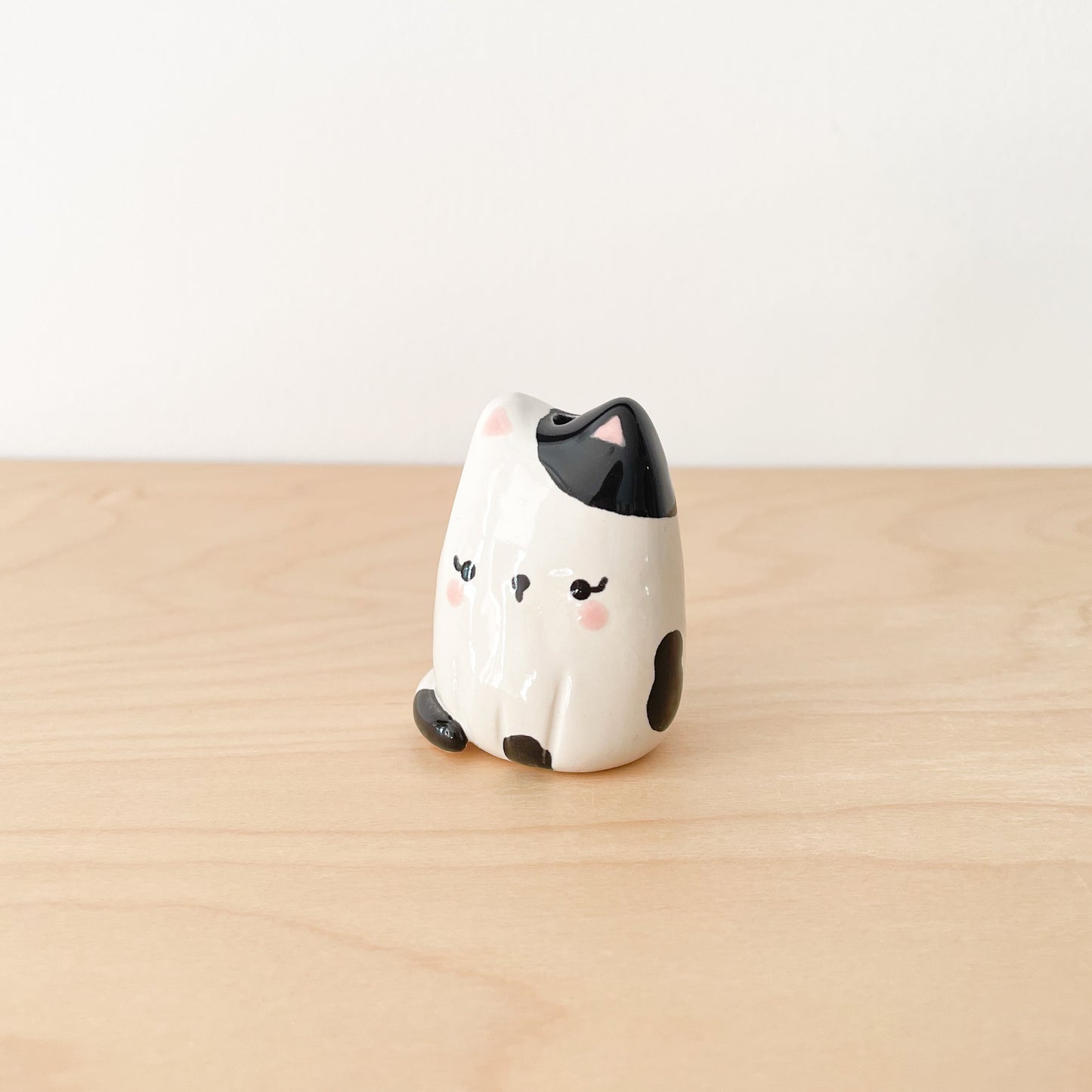 Black Spotty Cat Mini Vase