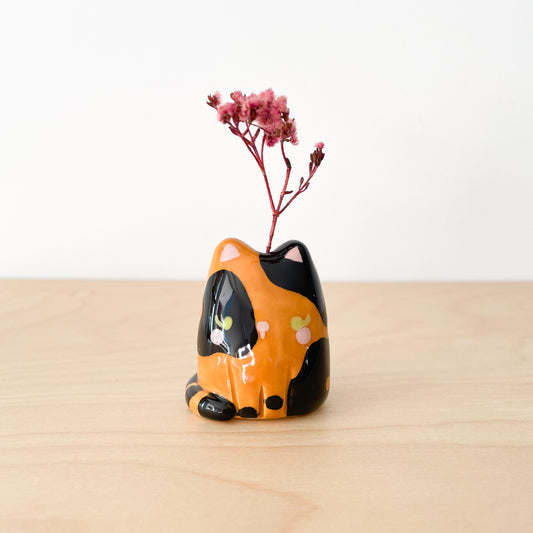 Tortoiseshell Cat Mini Vase