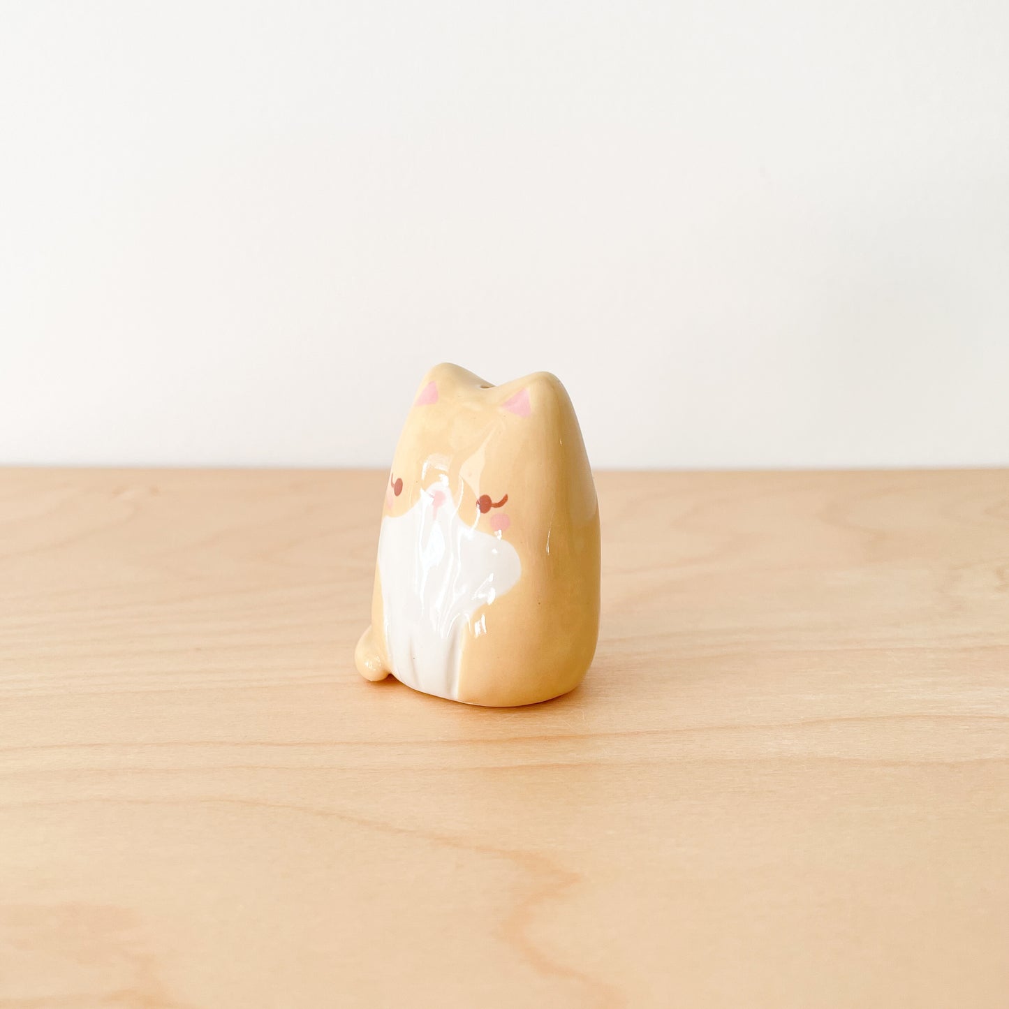 Caramel Tuxedo Cat Mini Vase