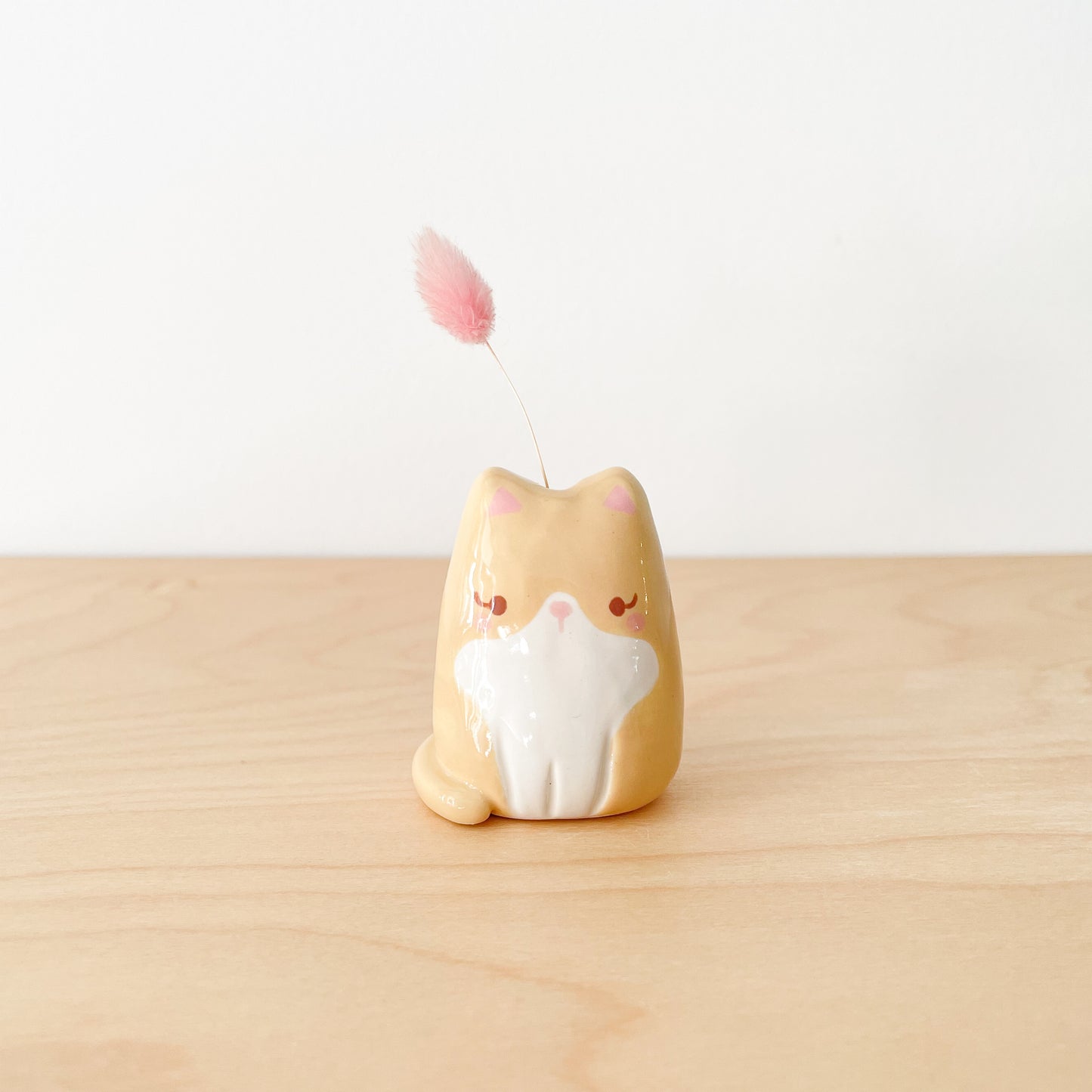Caramel Tuxedo Cat Mini Vase