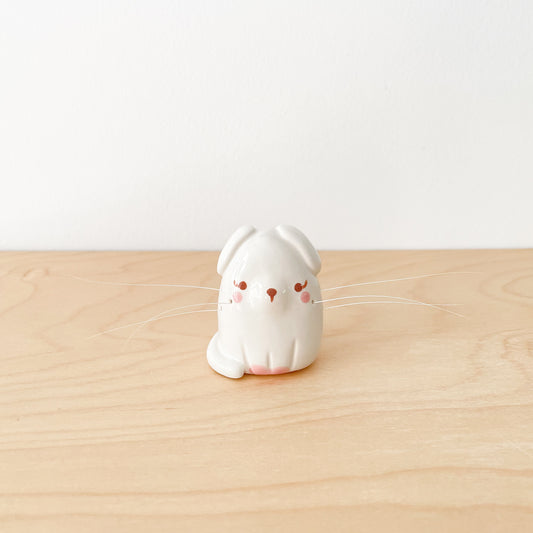 White Whisker Dog Mini Vase