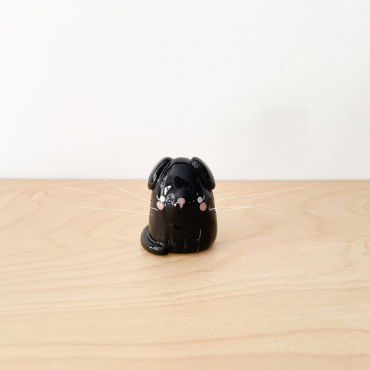 Black Whisker Dog Mini Vase