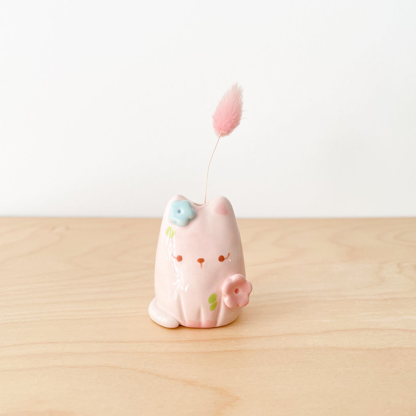Pink Blooming Cat Mini Vase
