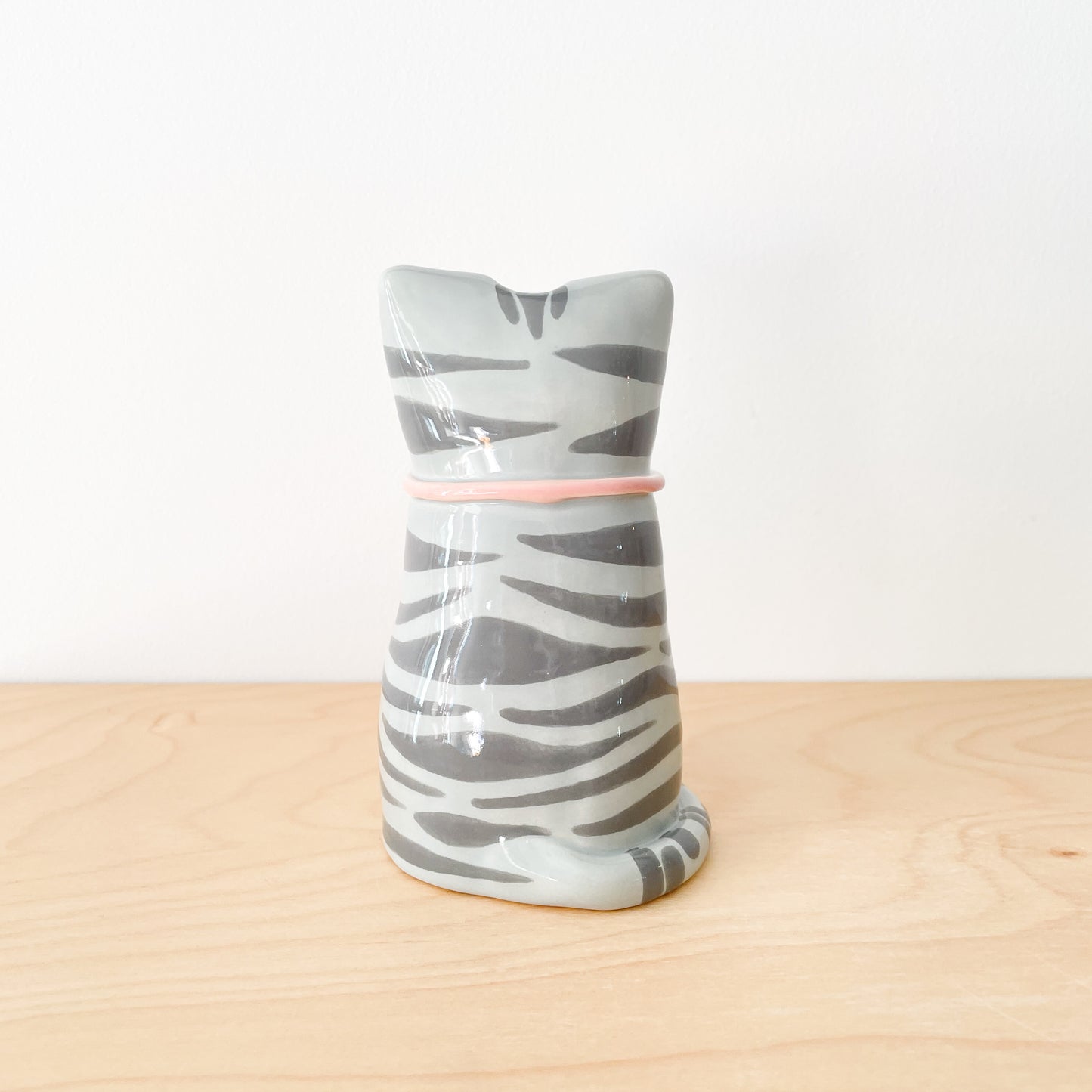 Grey Tabby Cat Vase