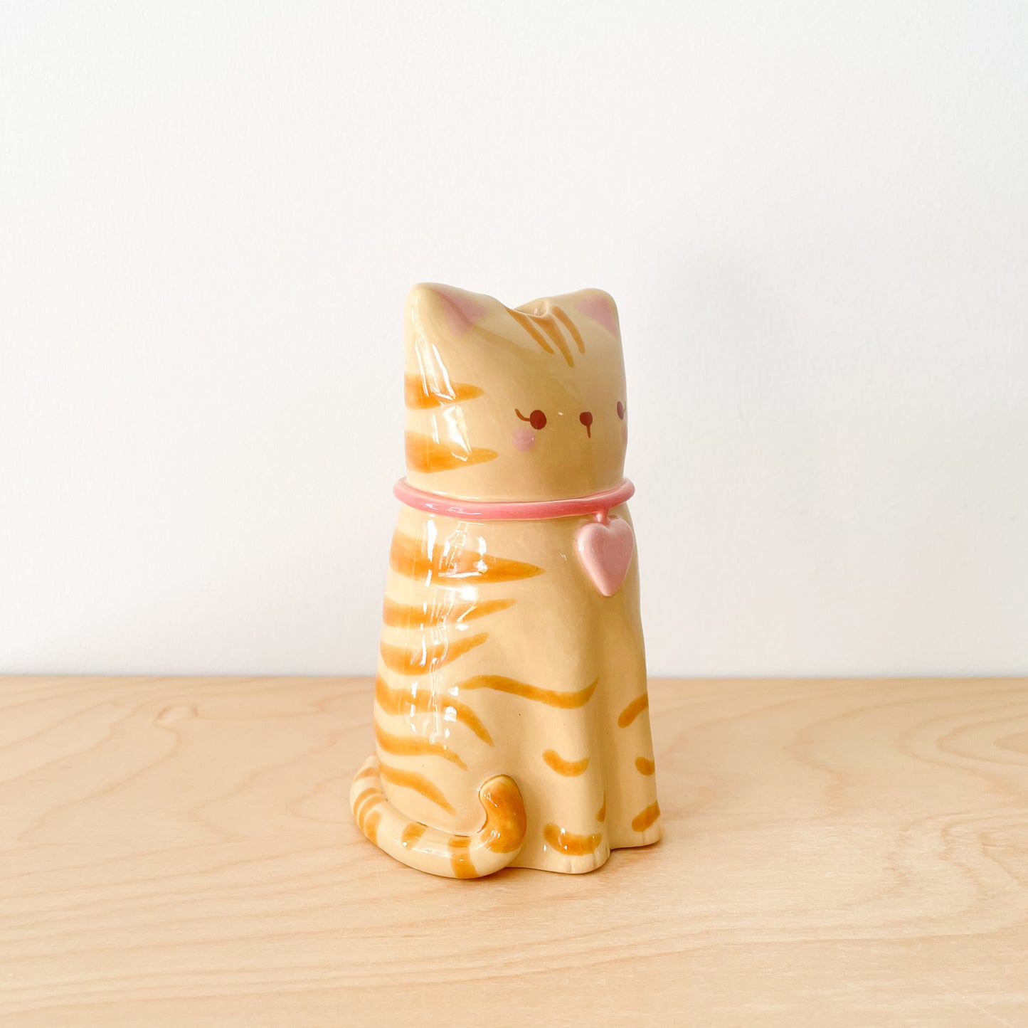 Caramel Tabby Cat Vase