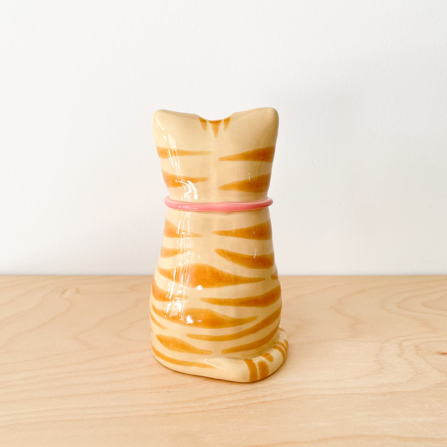 Caramel Tabby Cat Vase