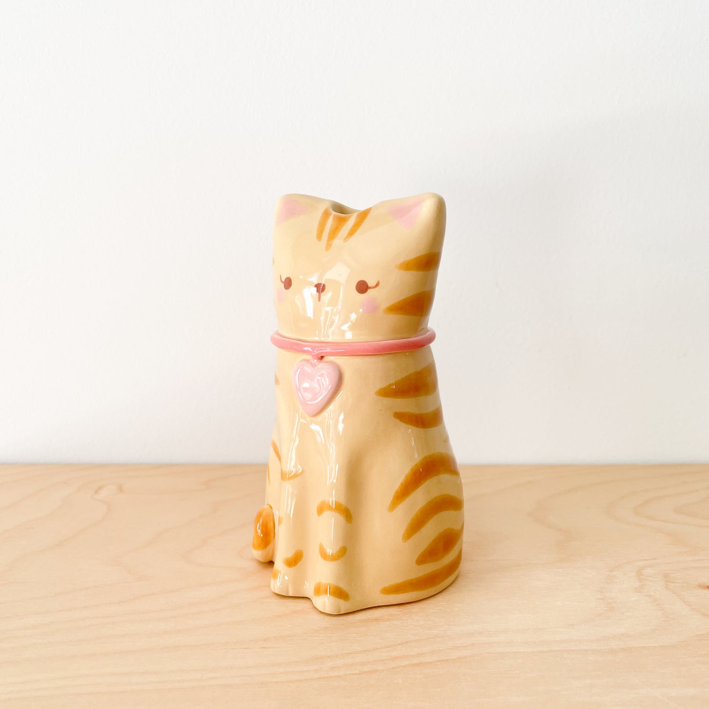 Caramel Tabby Cat Vase