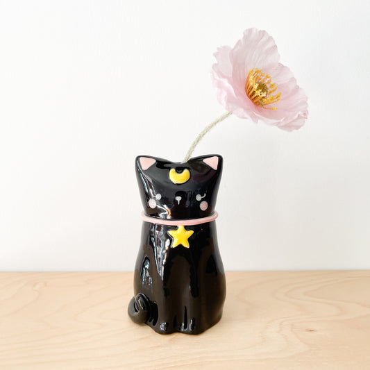 Black Luna Cat Vase