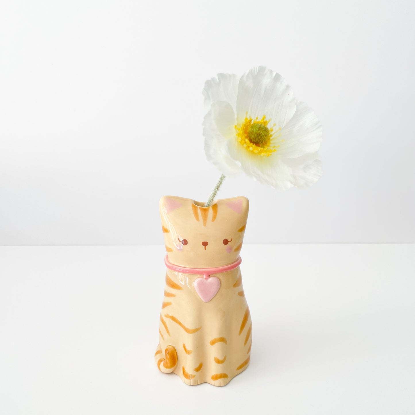 Caramel Tabby Cat Vase
