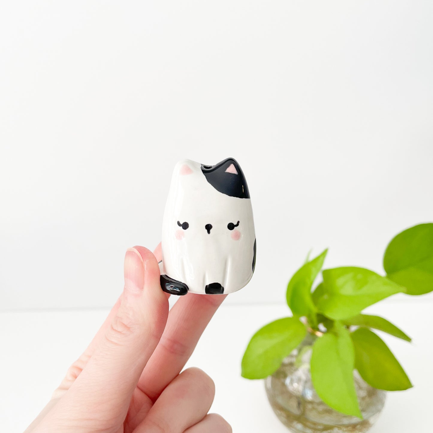 Black Spotty Cat Mini Vase