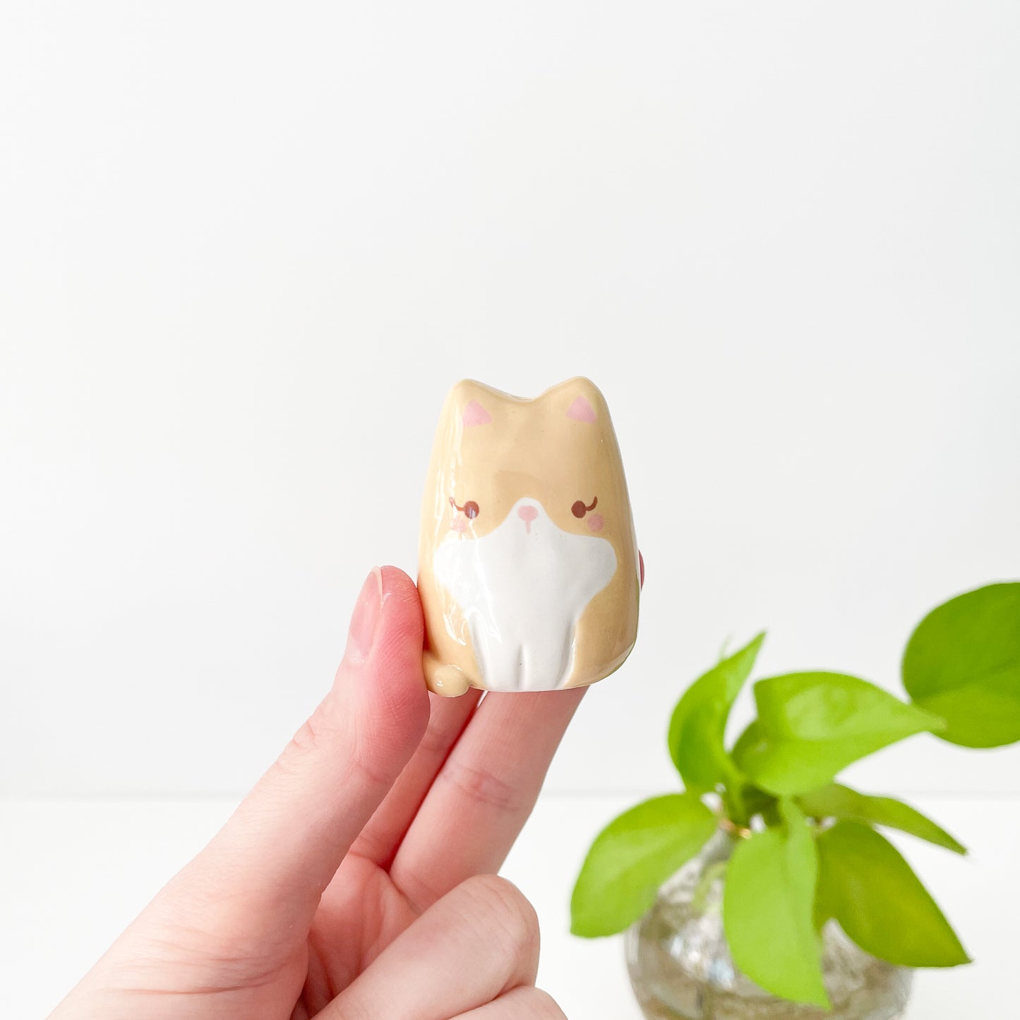 Caramel Tuxedo Cat Mini Vase