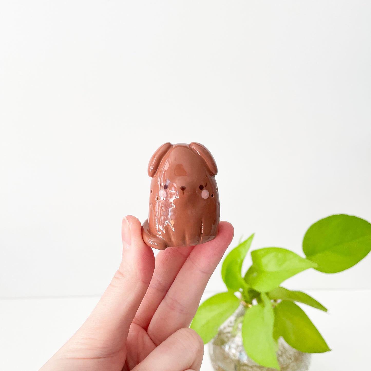 Brown Whisker Dog Mini Vase