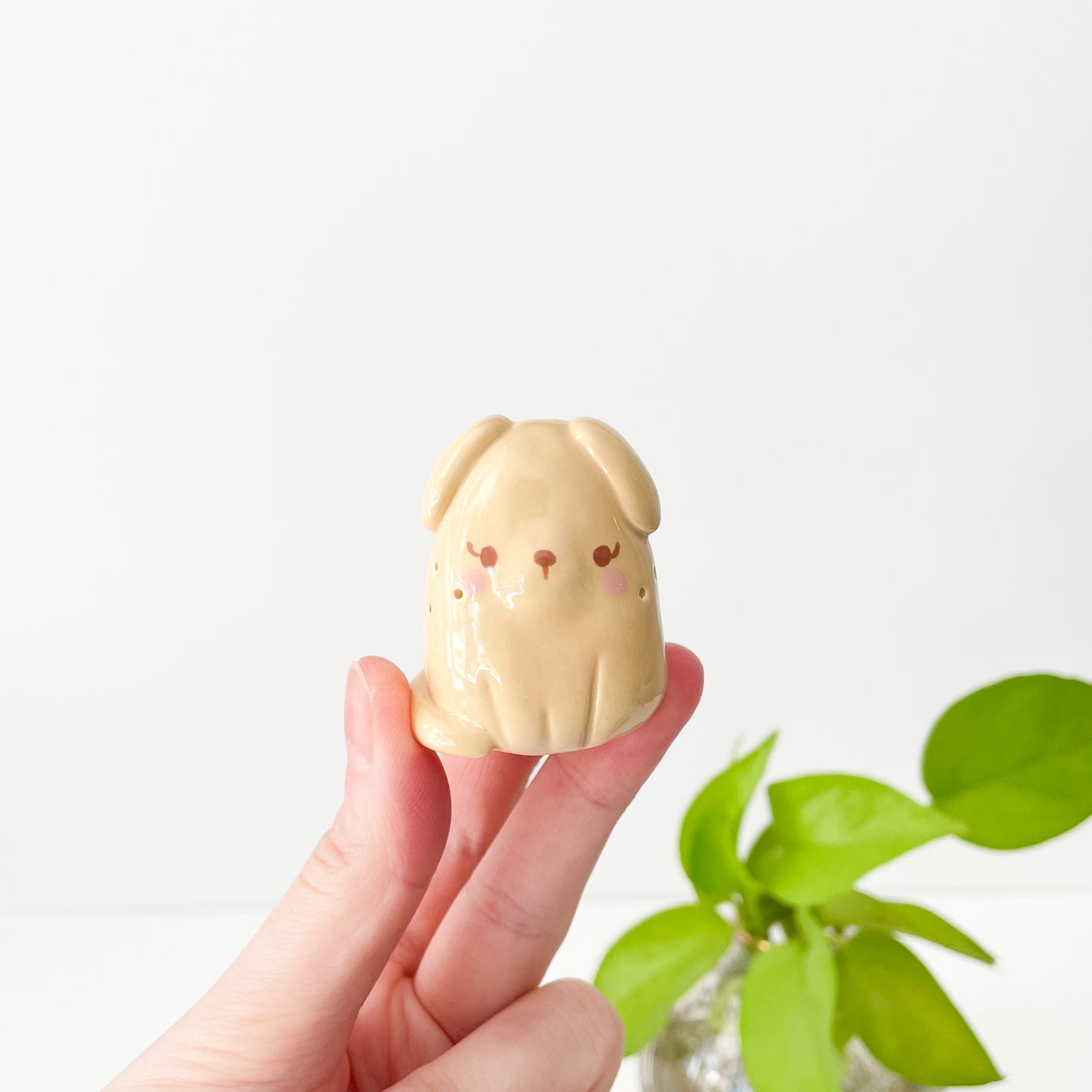 Caramel Whisker Dog Mini Vase