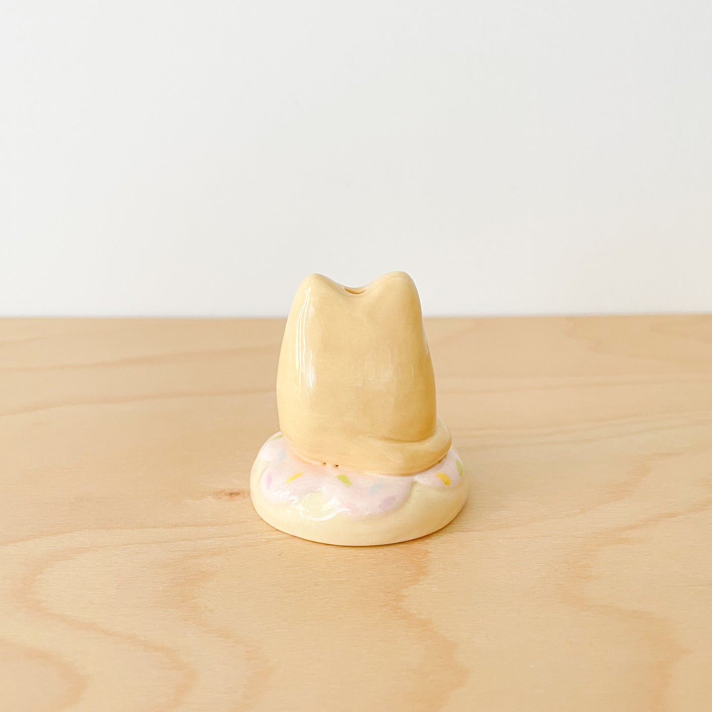 Brown Donut Cat Mini Vase