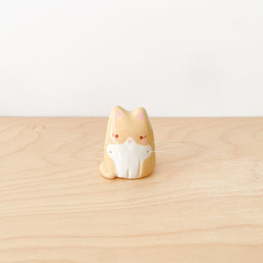 Caramel Tuxedo Whisker Cat Mini Vase