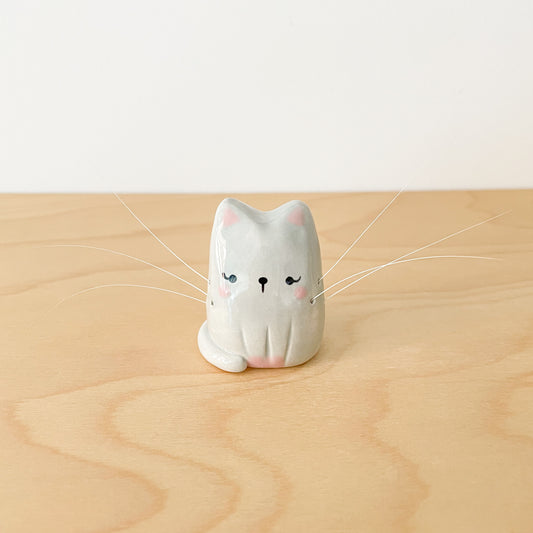 Grey Whisker Cat Mini Vase