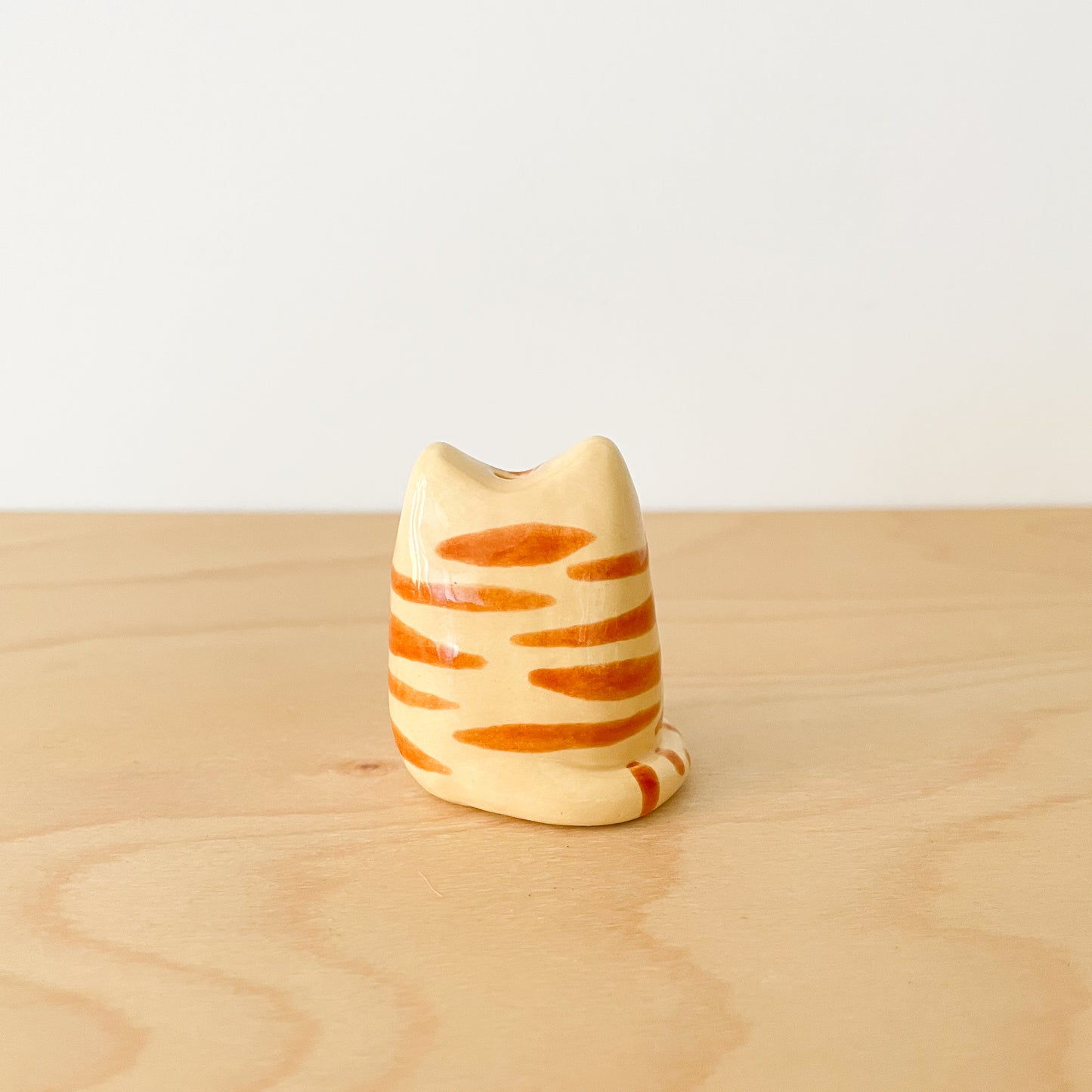 Brown Tabby Cat Mini Vase