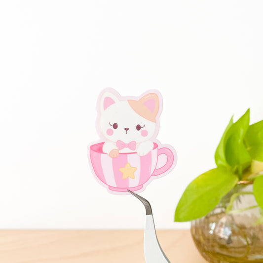 Circus Teacup Kitty Sticker