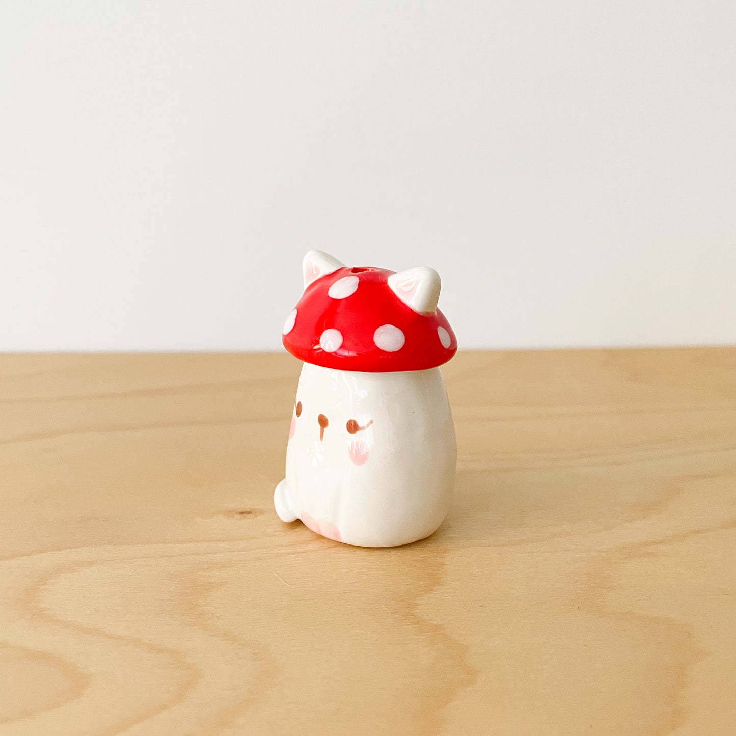 Red Mushy Cat Mini Vase