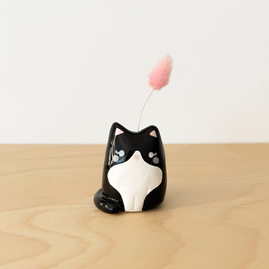 Tuxedo Cat Mini Vase