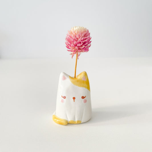 Spotty Ginger Cat Mini Vase