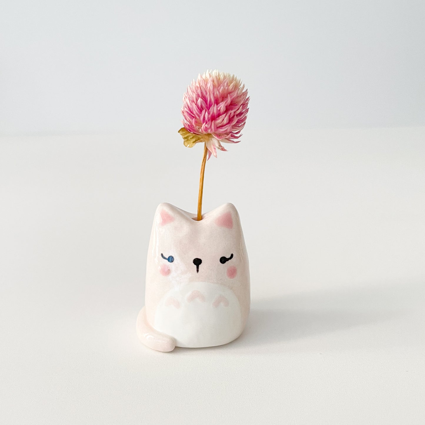 Pink Totoro Cat Mini Vase