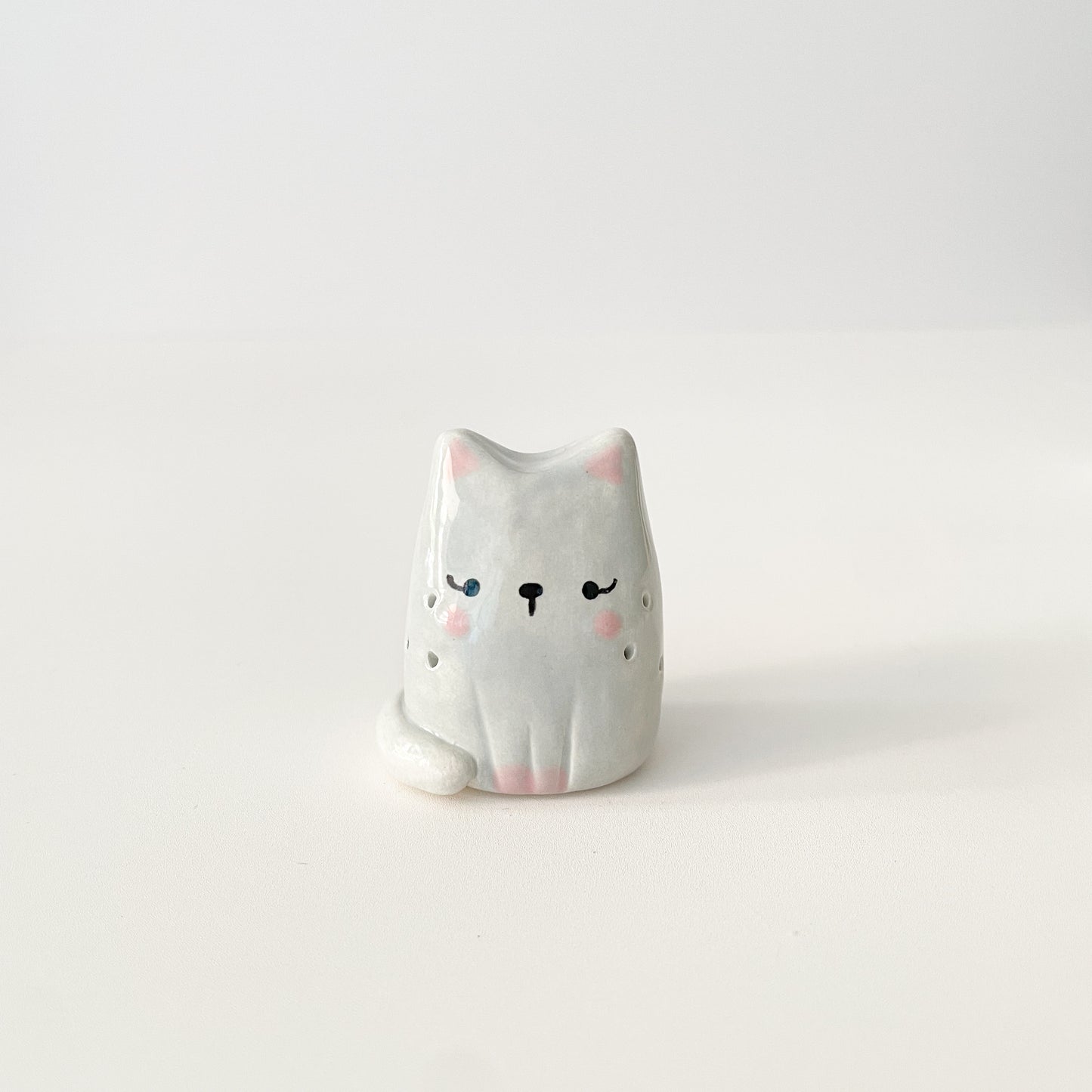Grey Whisker Cat Mini Vase