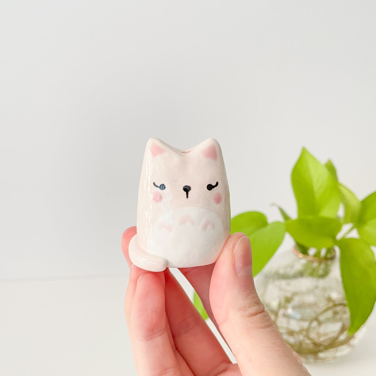 Pink Totoro Cat Mini Vase
