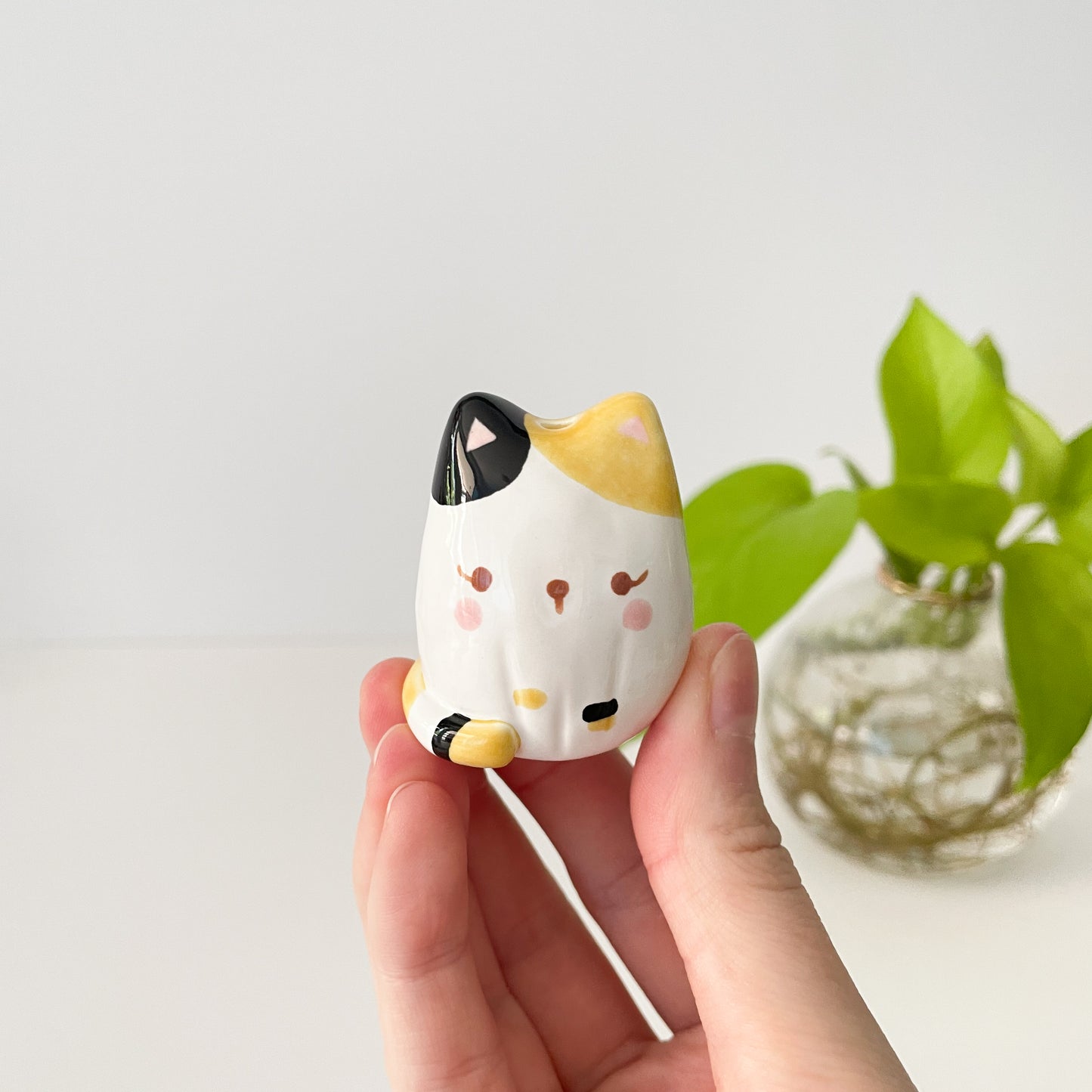 Calico Cat Mini Vase