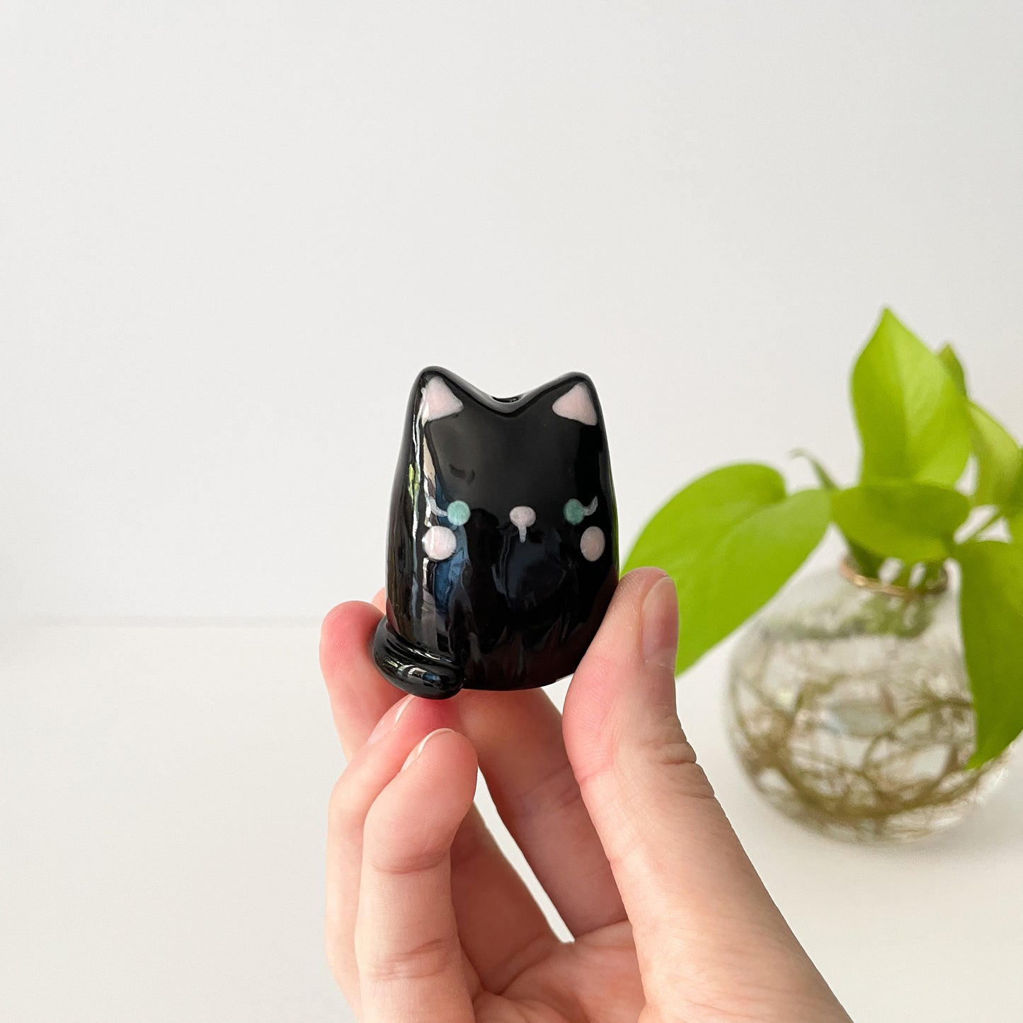 Black Cat Mini Vase