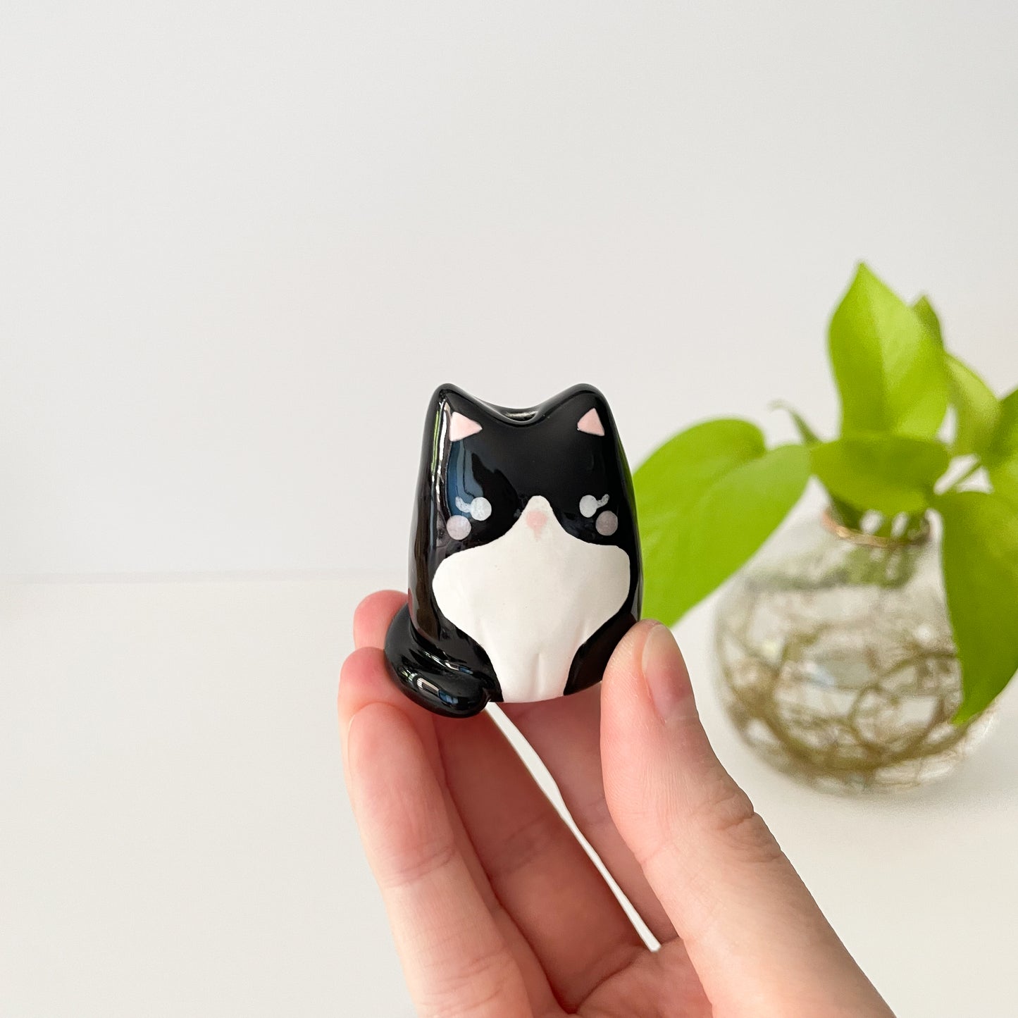 Tuxedo Cat Mini Vase