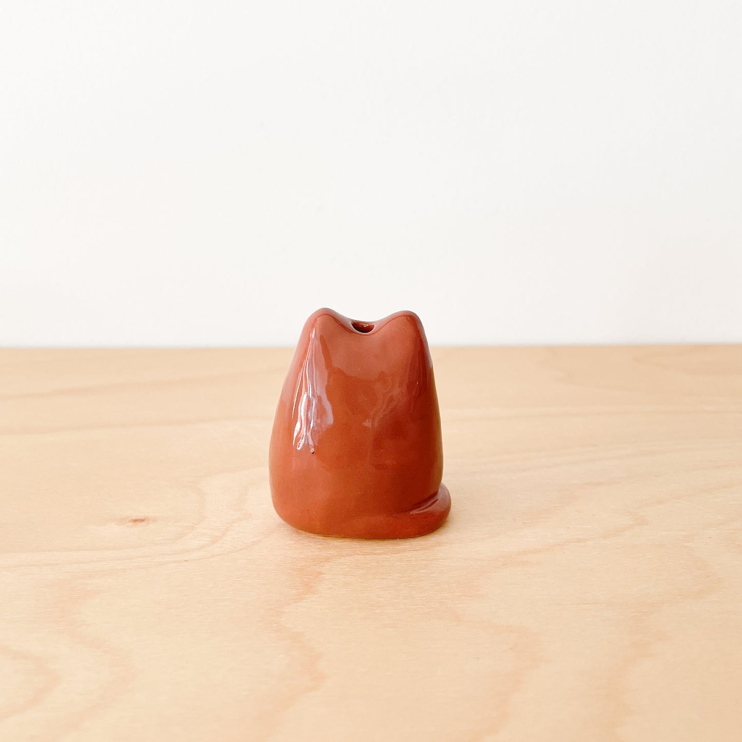 Dark Brown Cat Mini Vase
