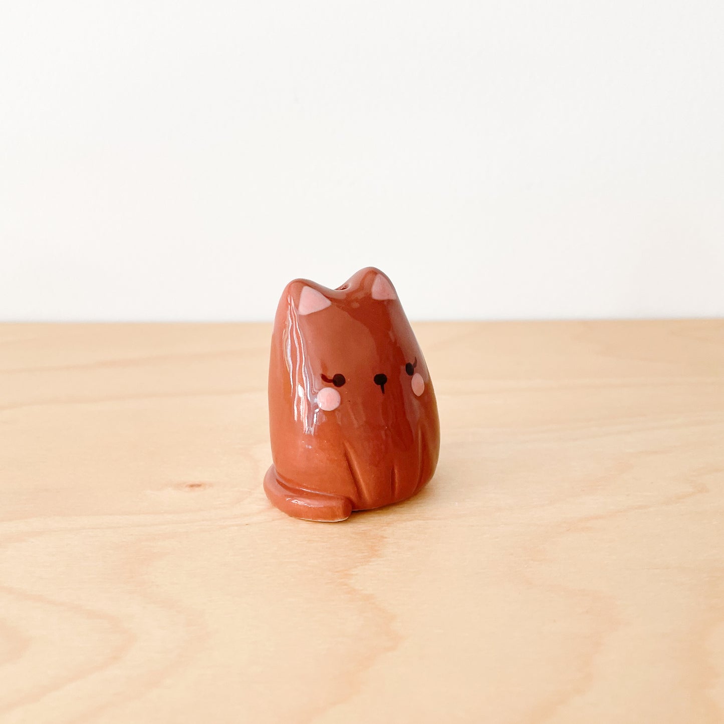Dark Brown Cat Mini Vase