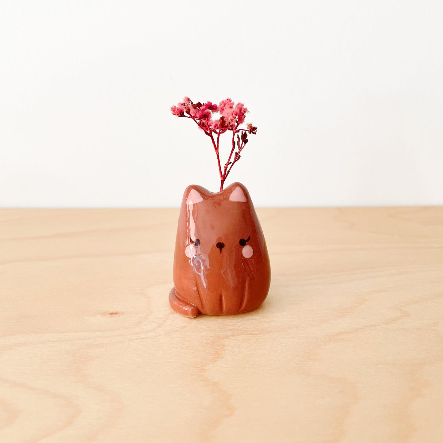Dark Brown Cat Mini Vase