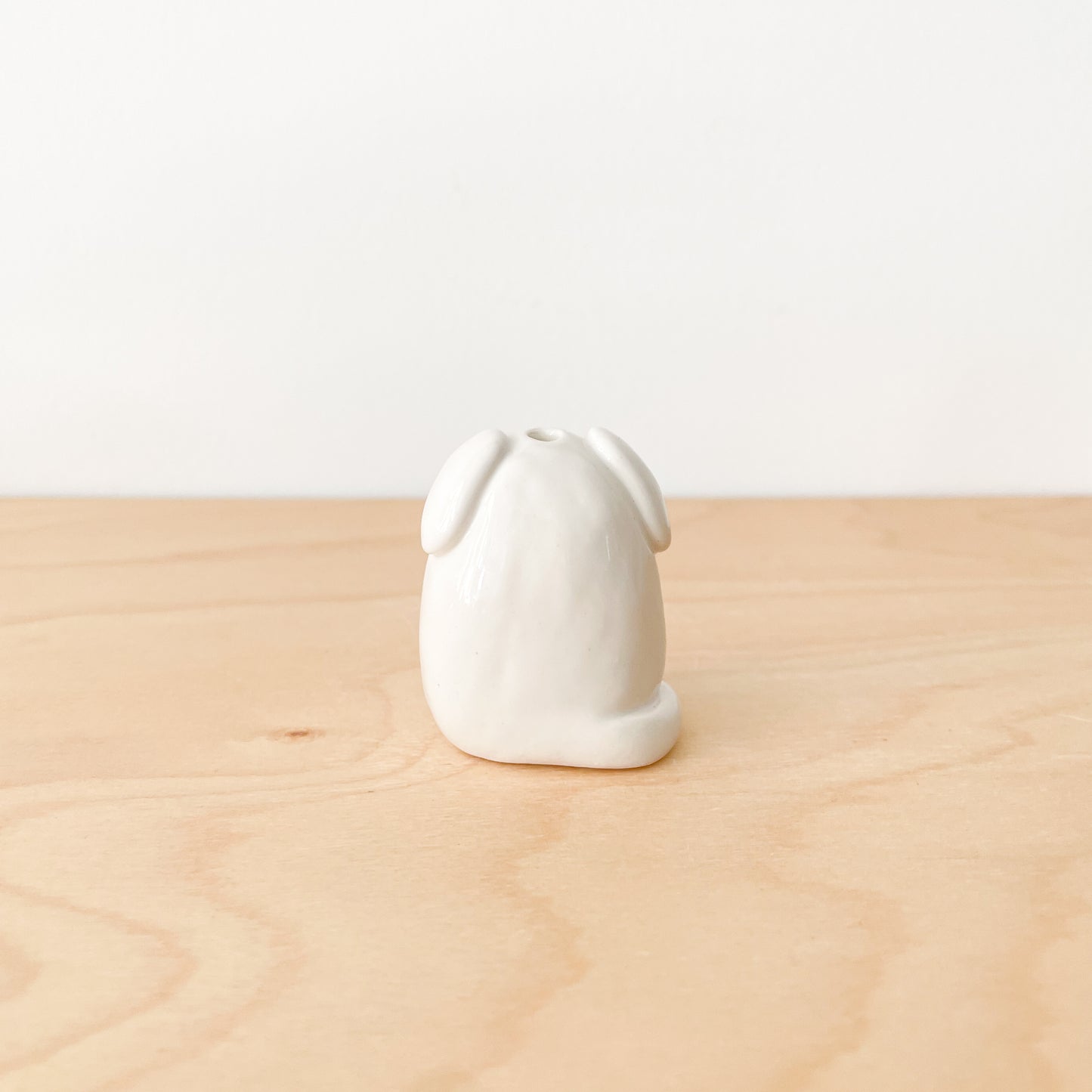 White Dog Mini Vase