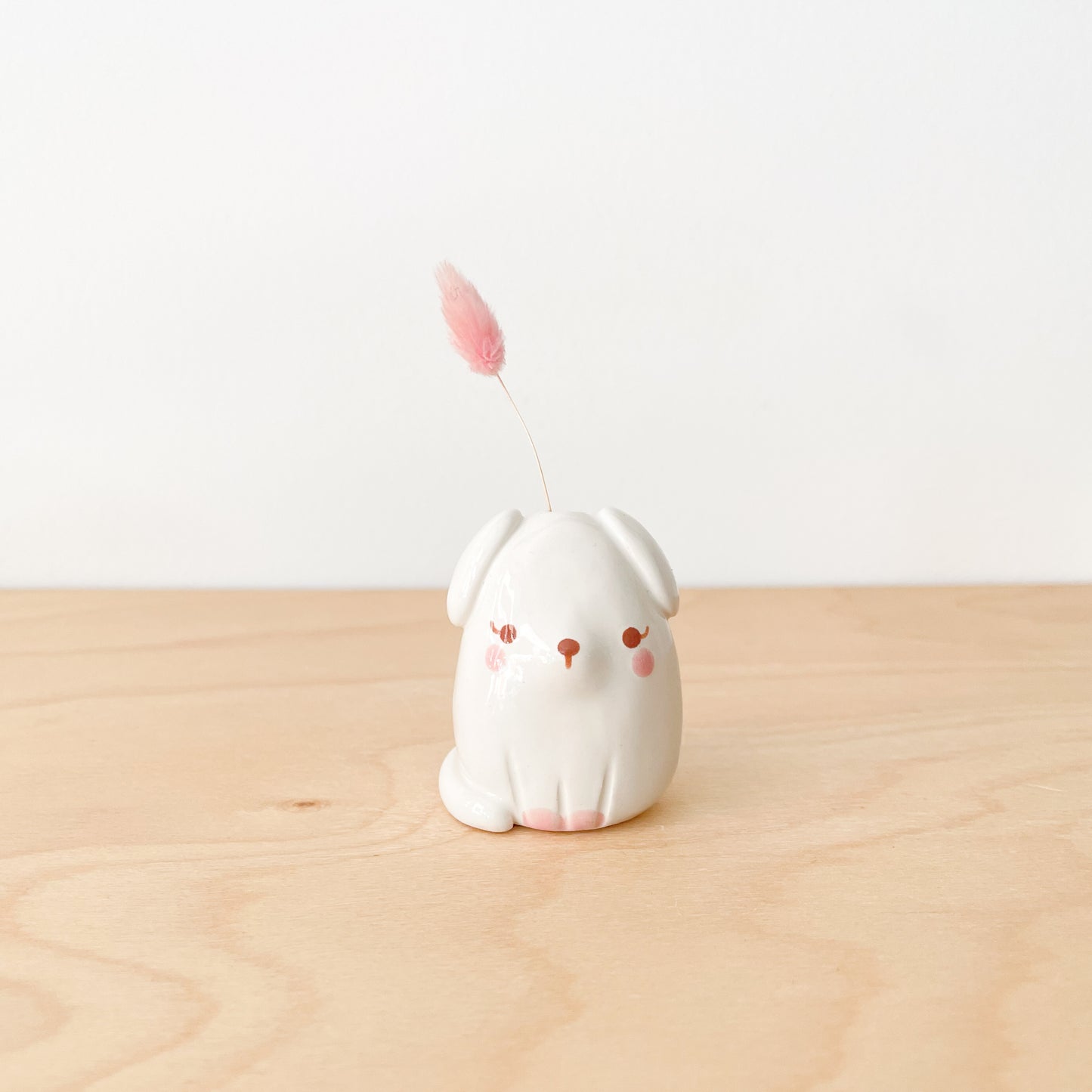 White Dog Mini Vase