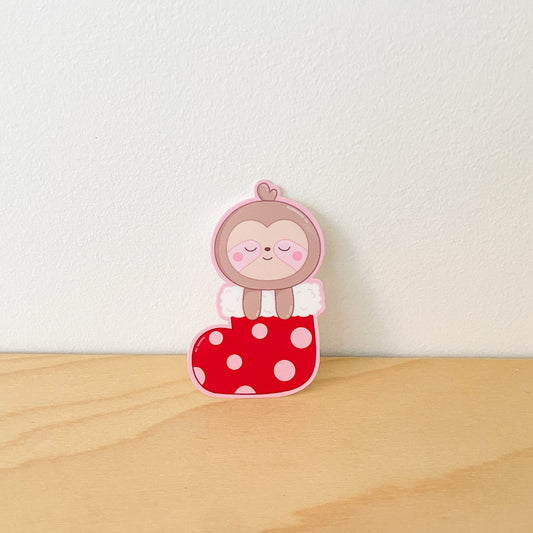 Slothy Xmas Stocking Sticker