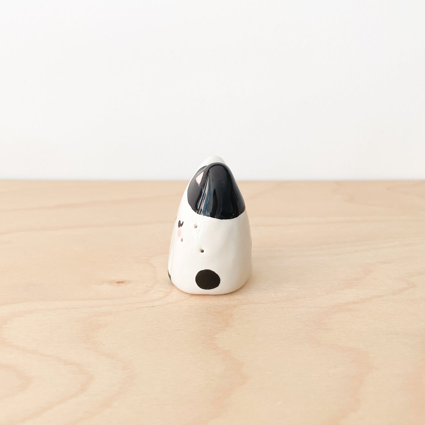 Black Spotty Whisker Cat Mini Vase
