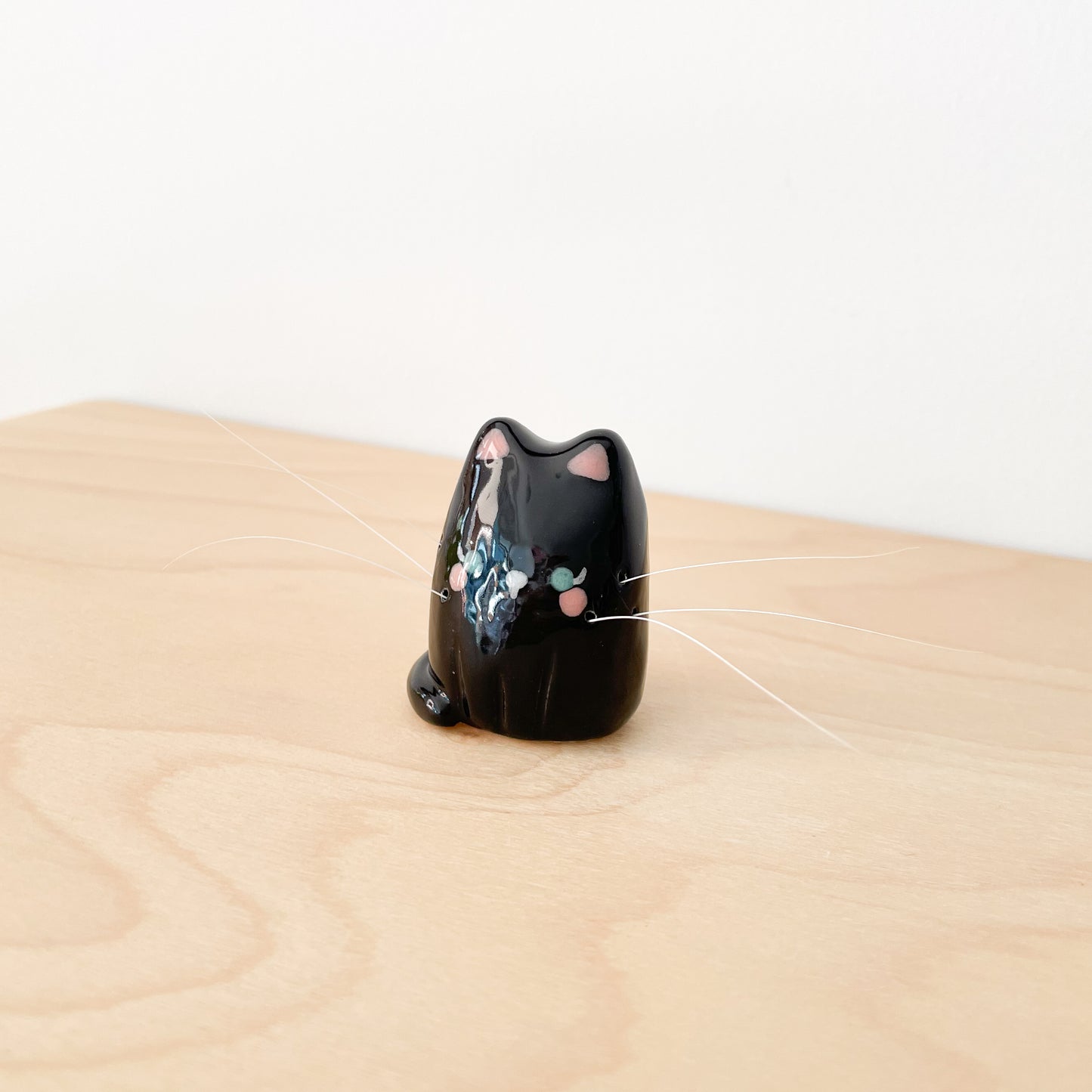 Black Whisker Cat Mini Vase