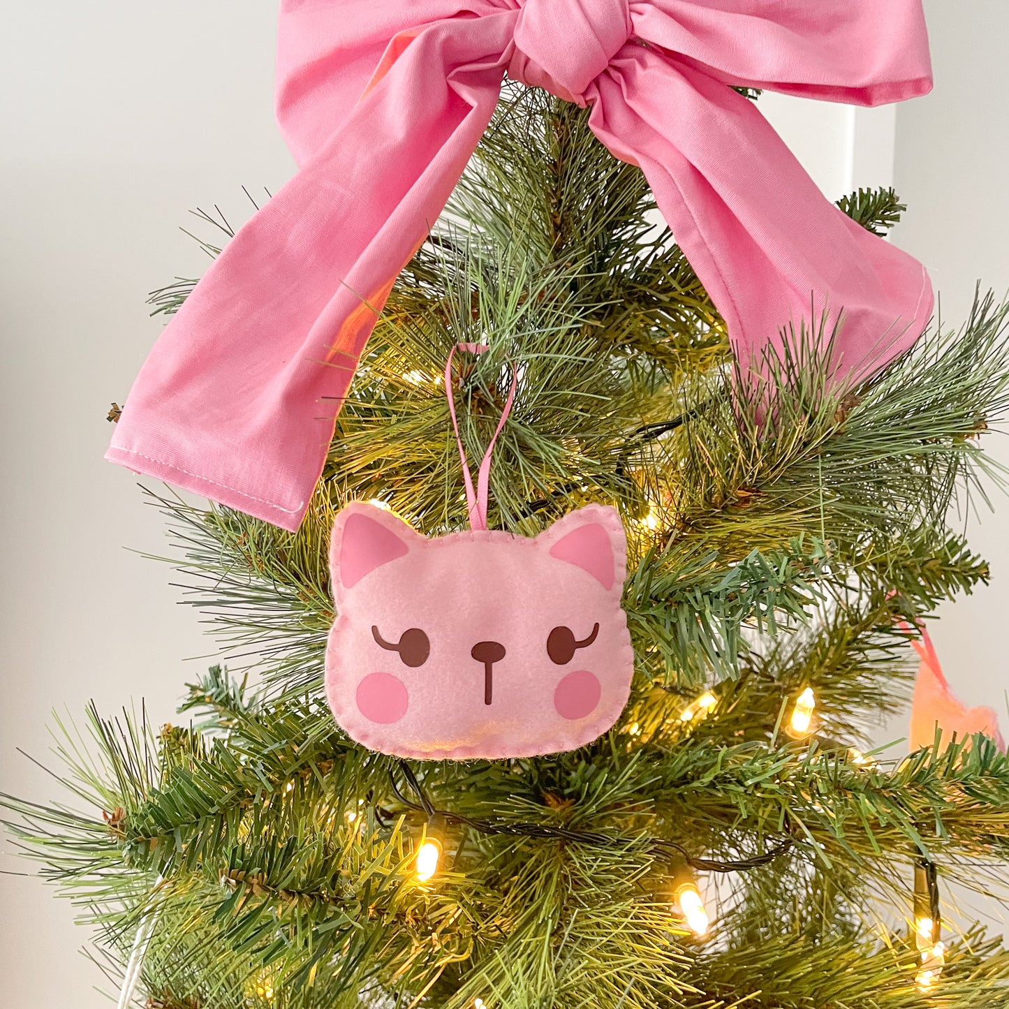 Pink Cat Felt Ornament