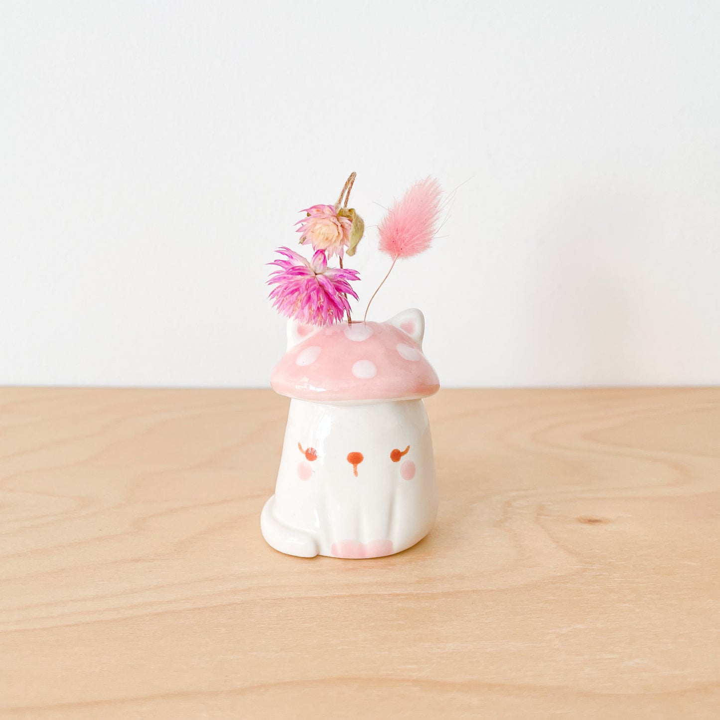 Pink Mushy Cat Mini Vase