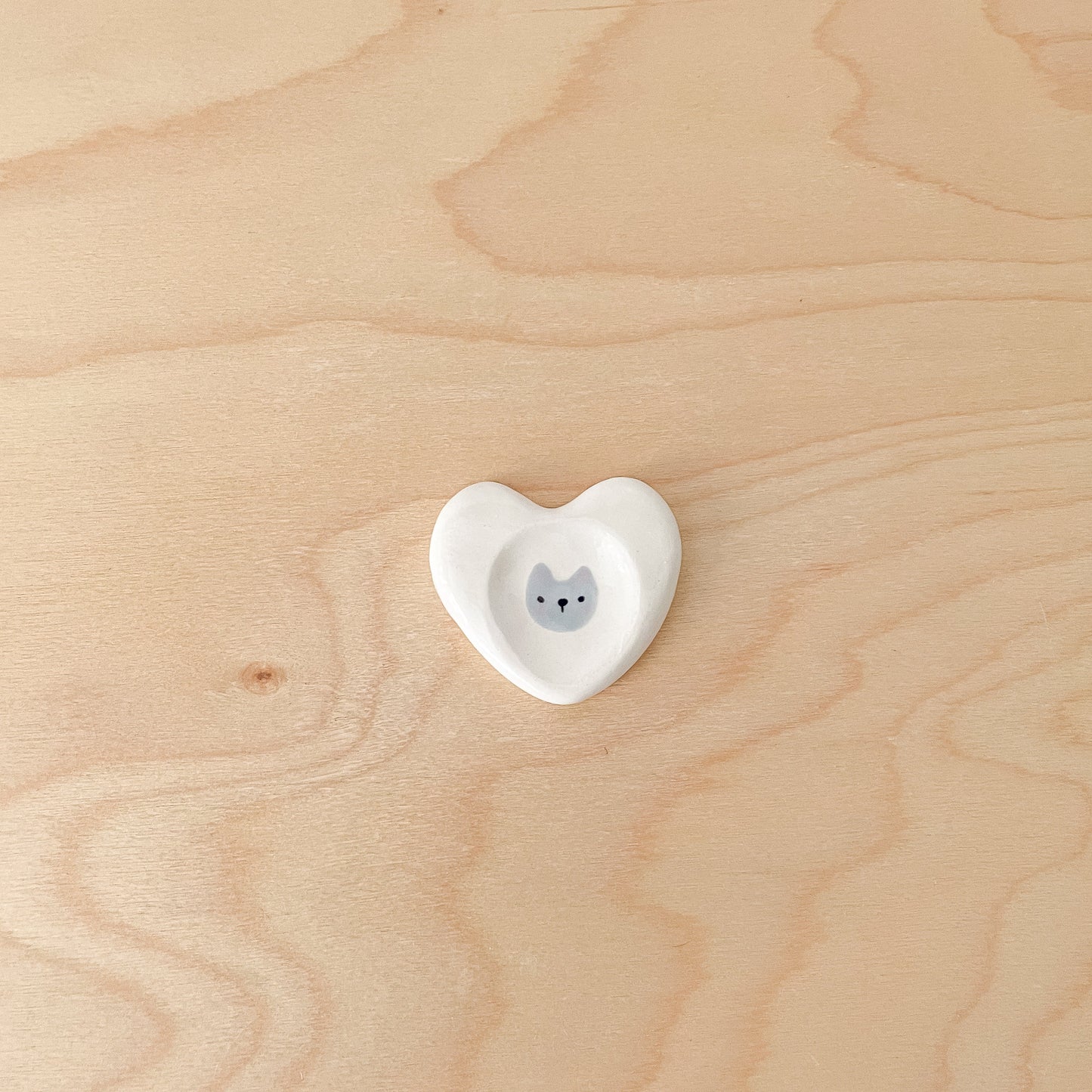 Grey Cat Love Heart Worry Stone